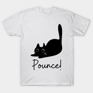 Playful Black Kitty Pounce T-Shirt